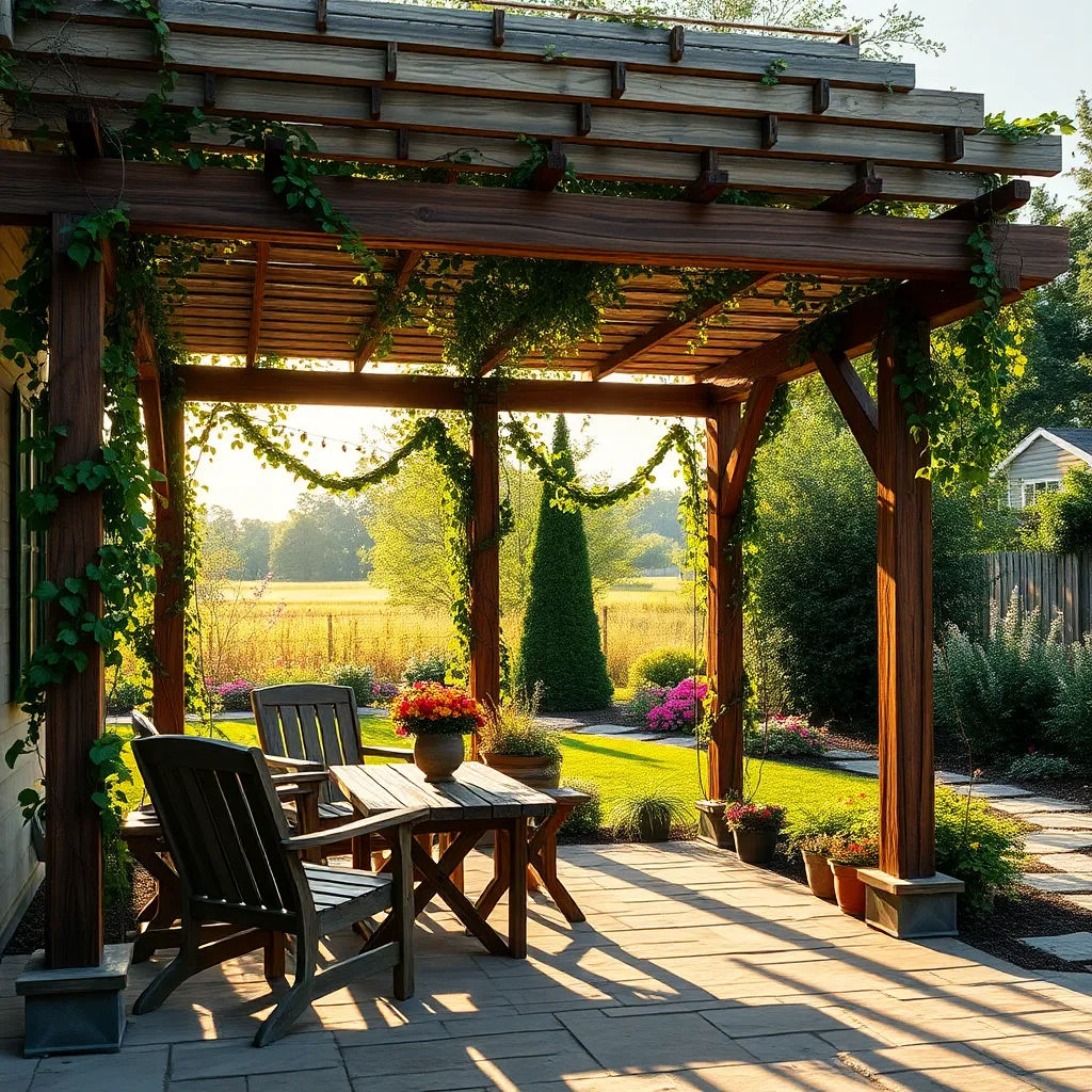 Incorporate Rustic Wooden Pergolas