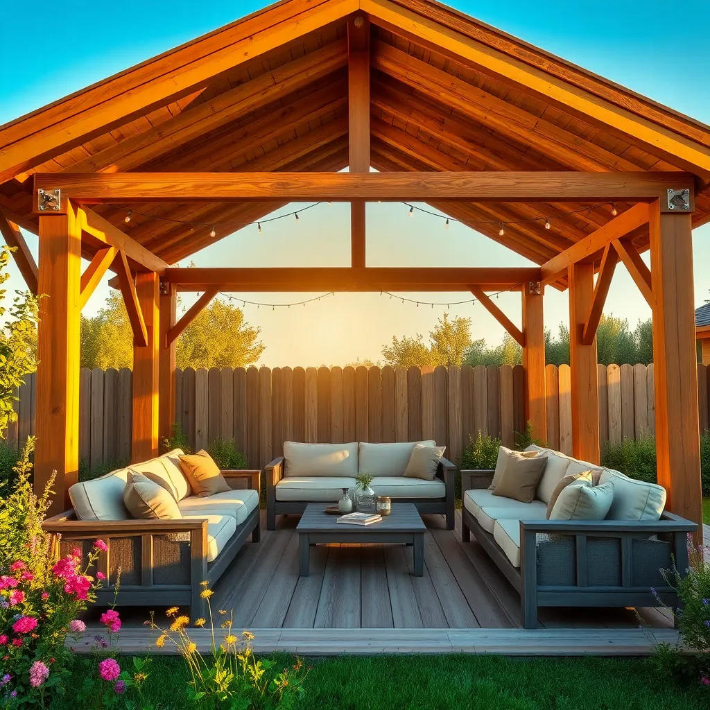 Rustic Wooden Pavilion (Cedar Wood Finish)