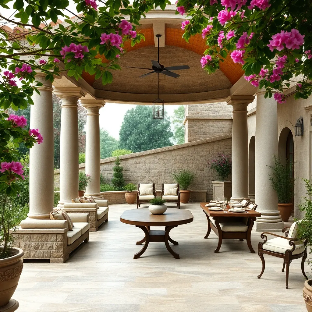 Mediterranean Stone Pavilion (Timeless Elegance with Classic Columns)