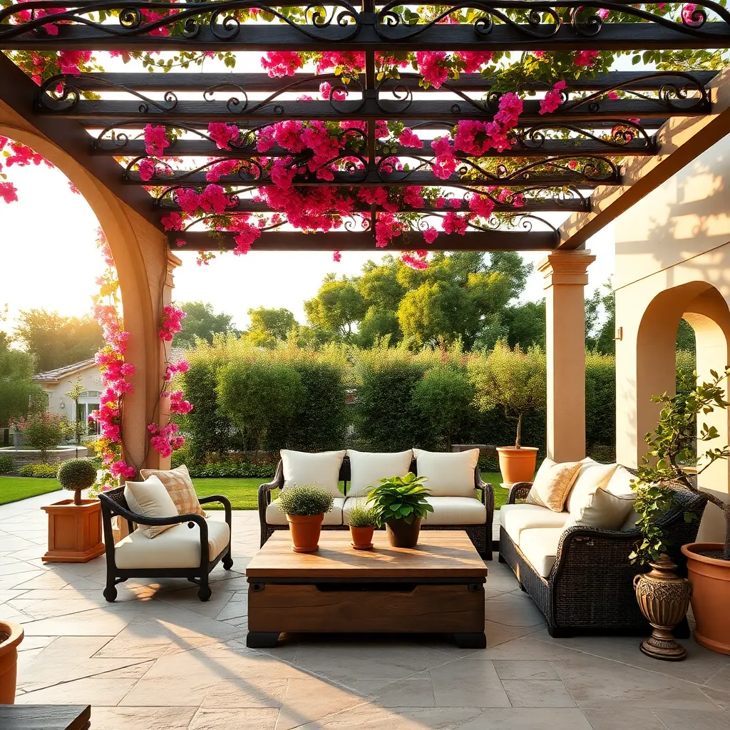 Mediterranean Elegance Pergola (Wrought Iron Details)