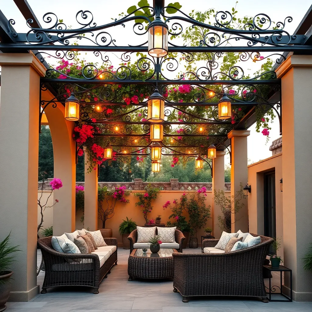 Mediterranean-Style Pergola (Wrought Iron Details)