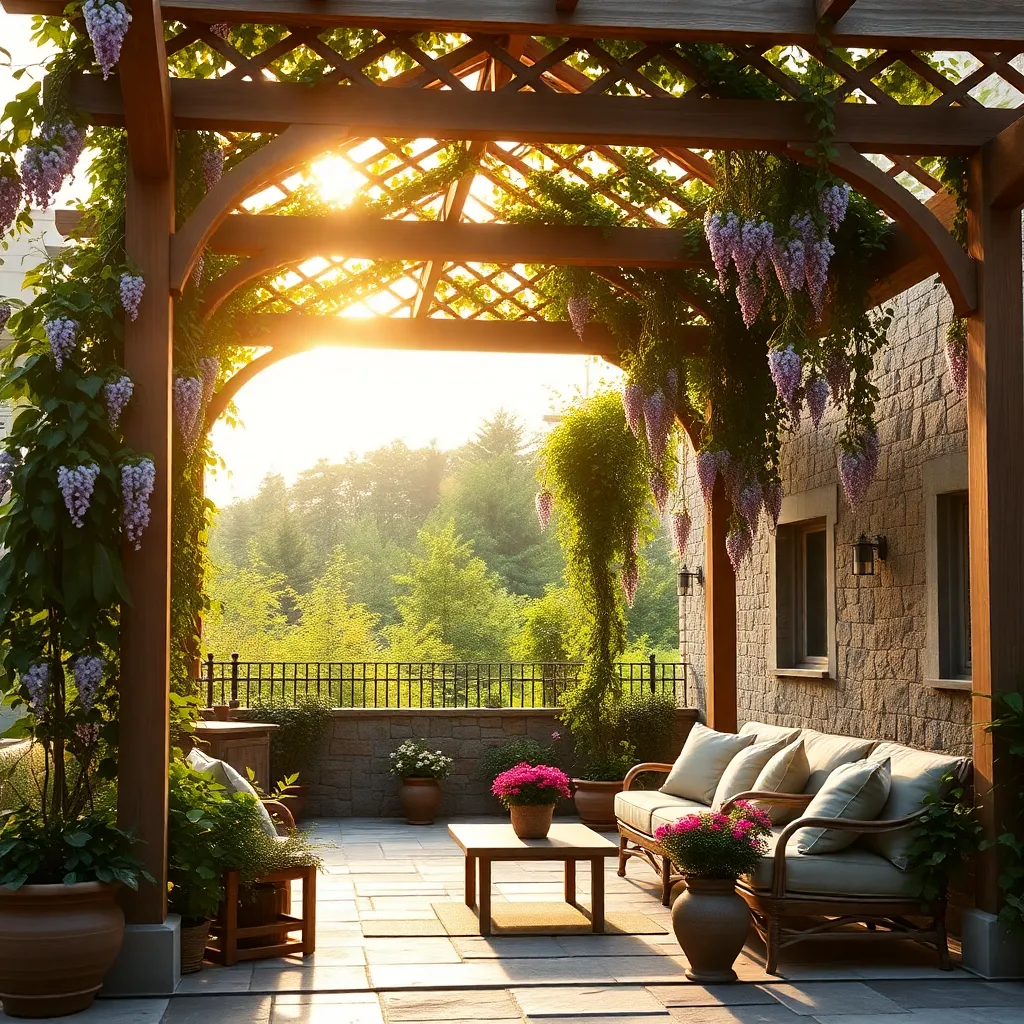Enhancing Pergola With Climbing Plants