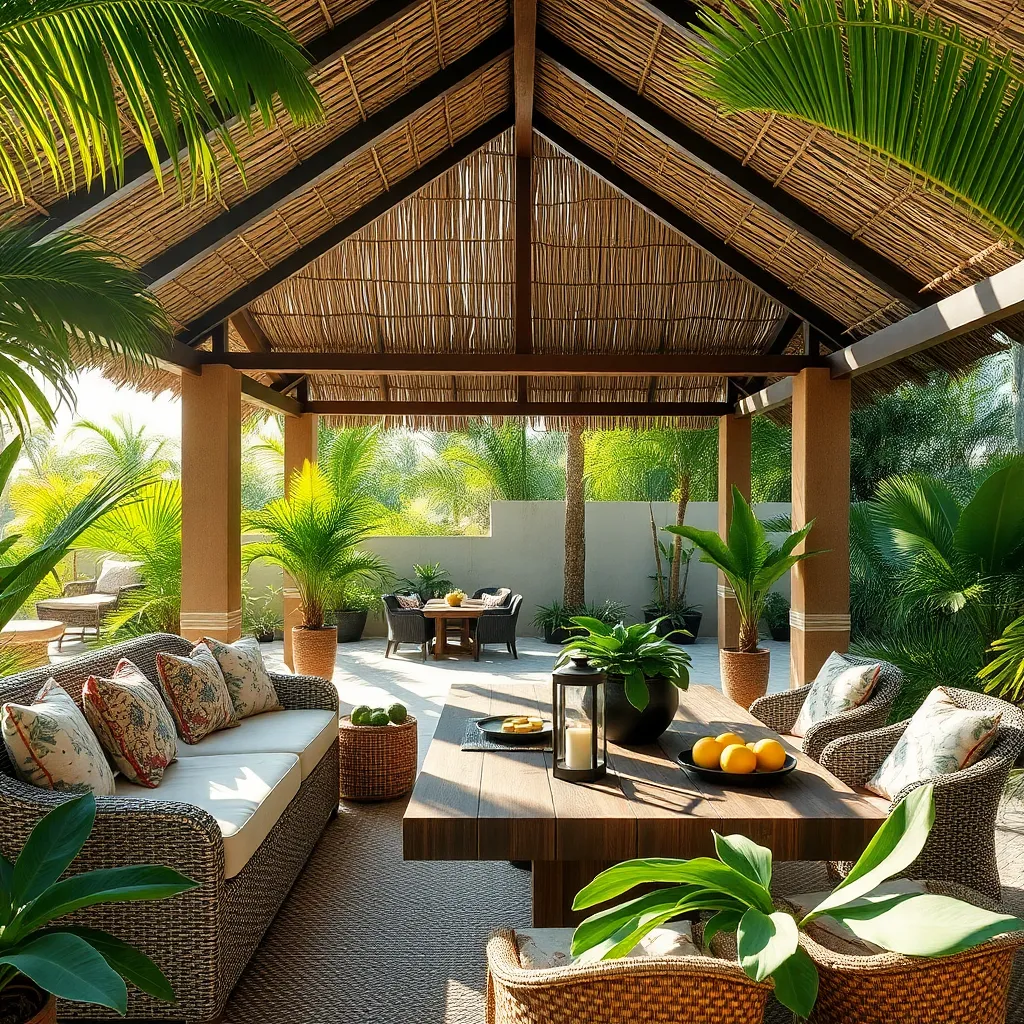 Tropical Escape Pergola (Thatch Roof)