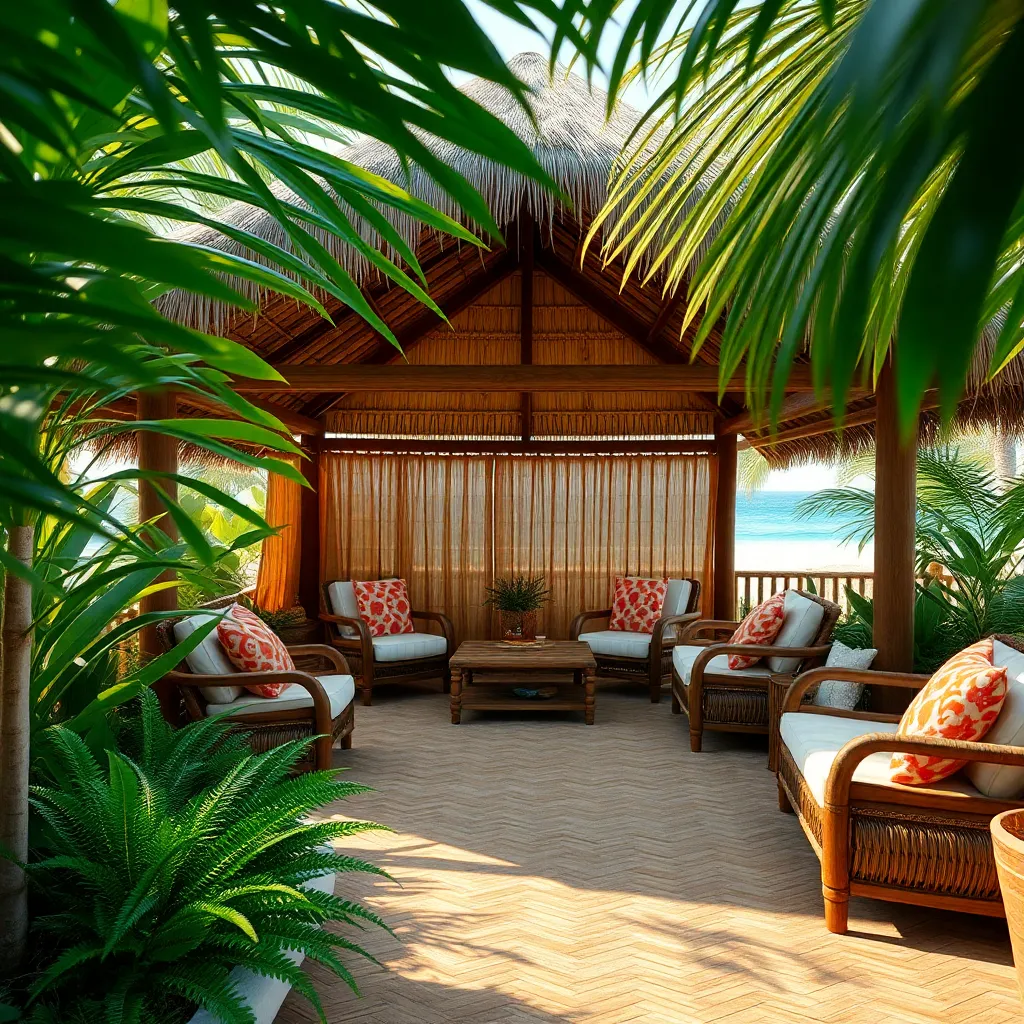 Tropical Tiki Hut Pavilion (Island Vibes with Thatched Roof)