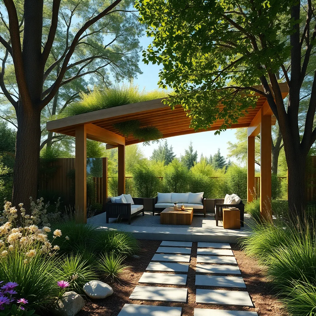 Eco-Friendly Green Roof Pavilion (Sustainable Shade with Living Plants)