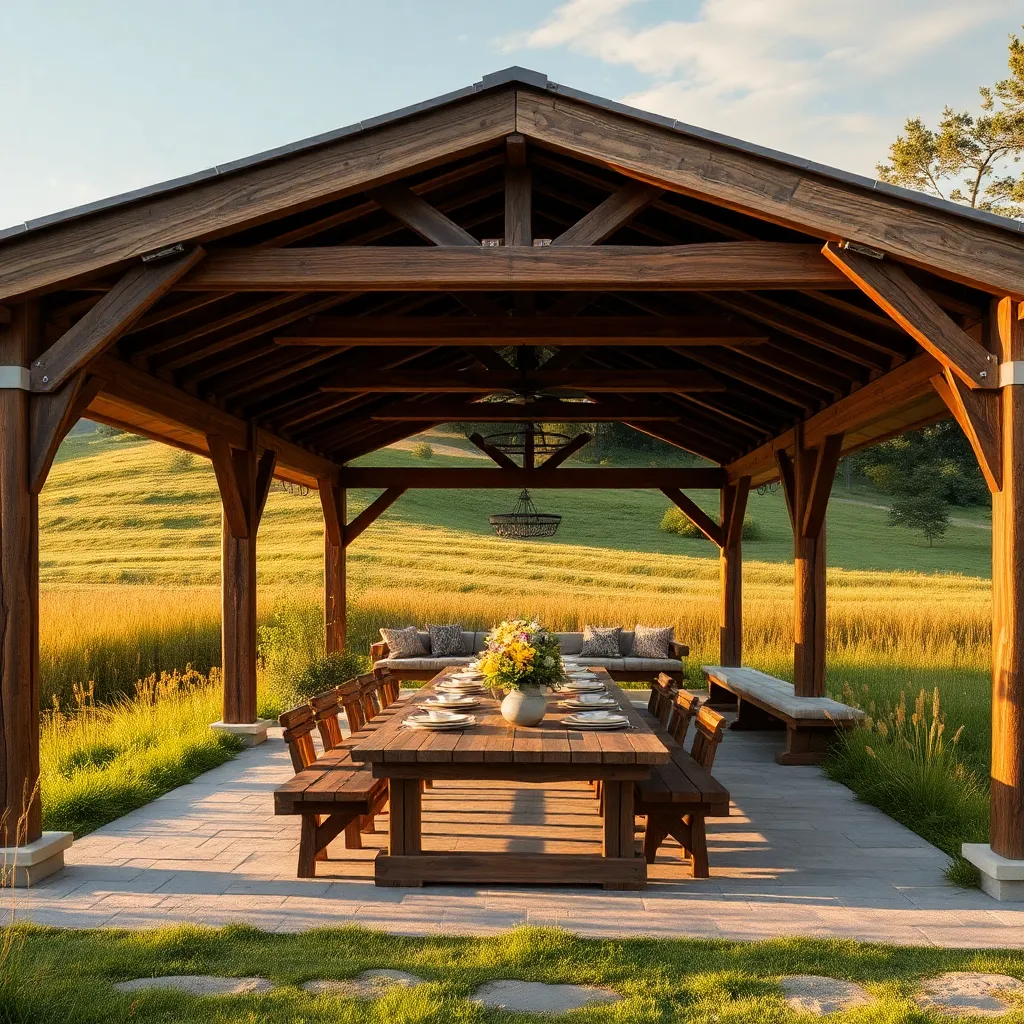 Rustic Timber Pavilion (Enhance Natural Aesthetics)