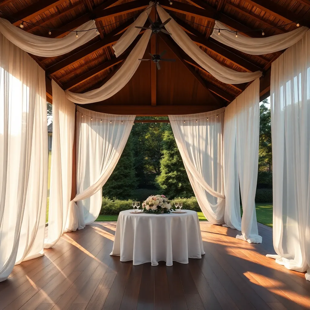 Elegant Draped Pavilion (Flowing Fabric Curtains)