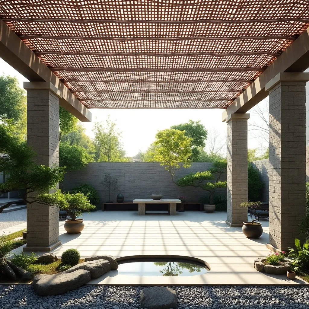 Zen Garden Pergola (Natural Stone Pillars)